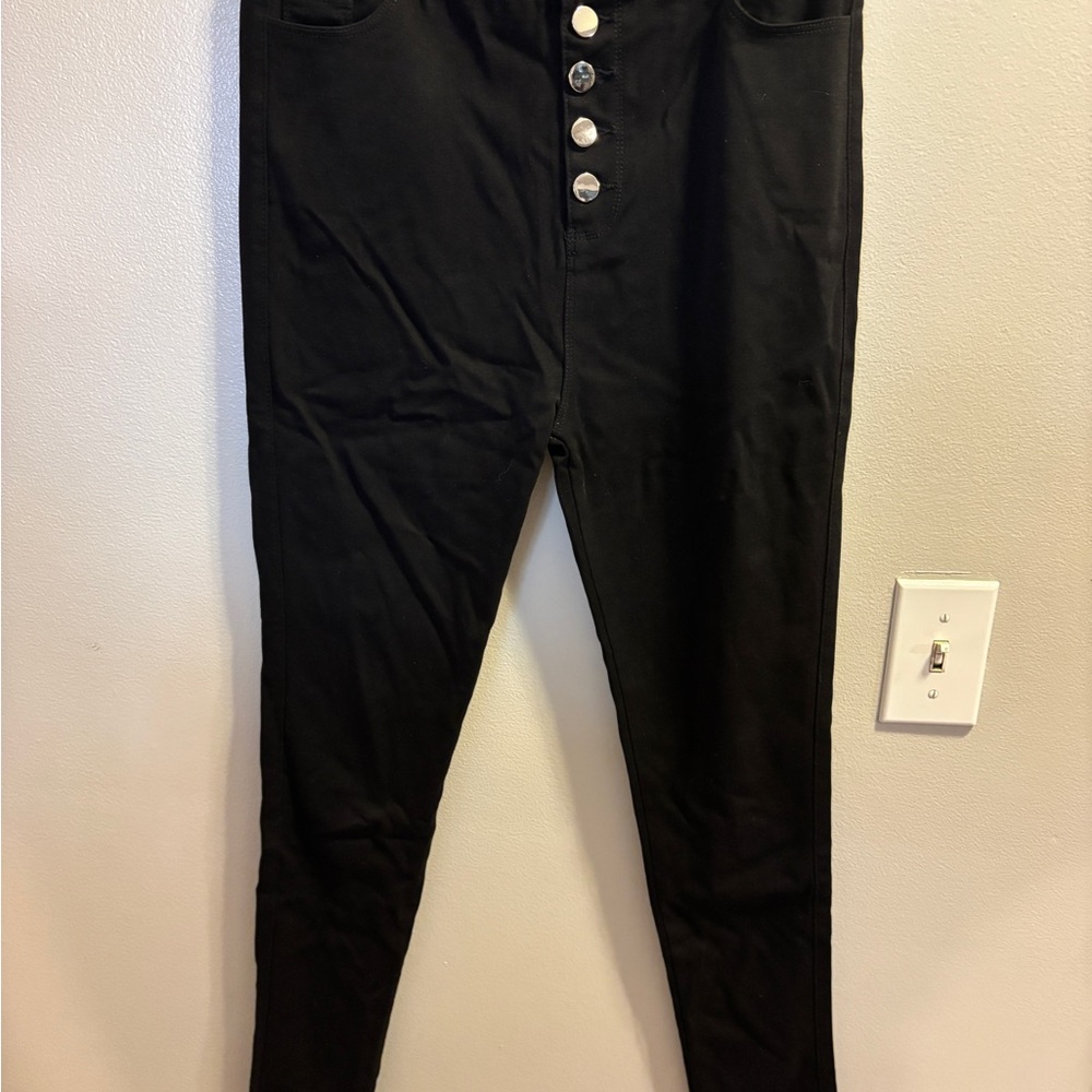Black High-Waisted Button-Up Women Jeans